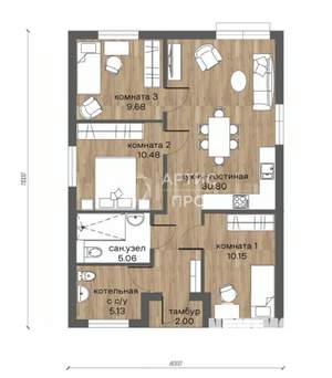 Дом 75м², 1-этажный, участок 5 сот.