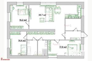 Коттедж 128м², 1-этажный, участок 7 сот.