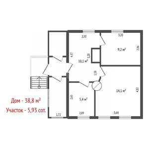 Дом 39м&sup2;, 1-этажный, участок 6 сот.  