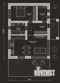 Дом 55м², 1-этажный, участок 9 сот.  