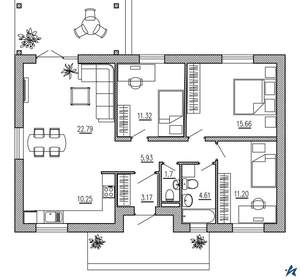 Дом 110м², 1-этажный, участок 8 сот.  