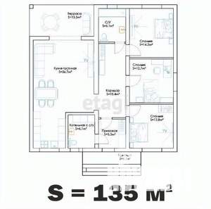 Дом 135м², 1-этажный, участок 8 сот.  