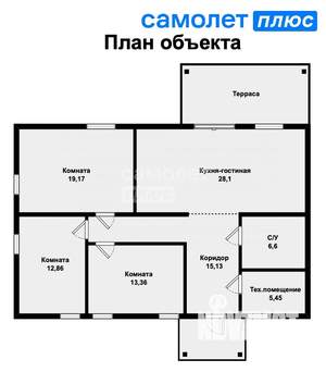 Коттедж 140м², 1-этажный, участок 10 сот.  