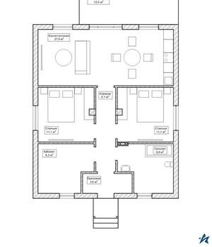 Дом 93м², 1-этажный, участок 8 сот.  