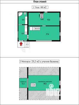 Дом 65м², 2-этажный, участок 9 сот.  