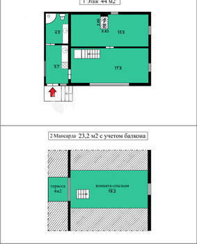 Дом 65м², 2-этажный, участок 9 сот.  