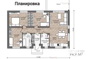 Дом 122м², 1-этажный, участок 11 сот.  