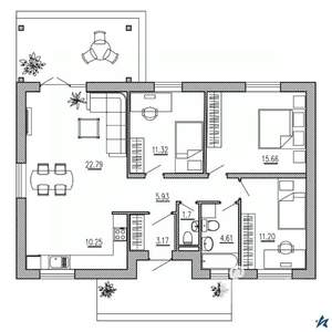 Дом 110м², 1-этажный, участок 8 сот.  