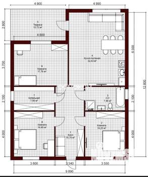 Дом 120м², 1-этажный, участок 8 сот.  