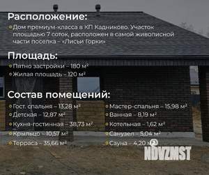 Дача 180м², 1-этажный, участок 7 сот.  