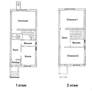 Таунхаус 133м², 2-этажный, участок 2 сот.  