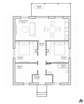 Дом 93м², 1-этажный, участок 8 сот.  