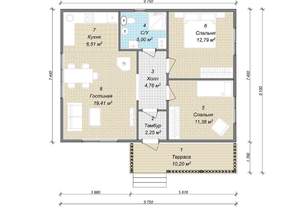 Дом 72м², 1-этажный, участок 7 сот.  