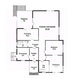 Дом 125м², 1-этажный, участок 8 сот.  