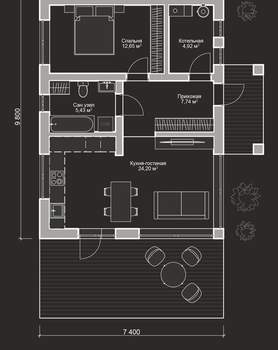 Дом 55м², 1-этажный, участок 10 сот.  