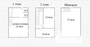 Дом 70м², 3-этажный, участок 5 сот.  