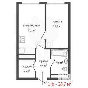 1-к квартира, на длительный срок, 37м2, 27/35 этаж