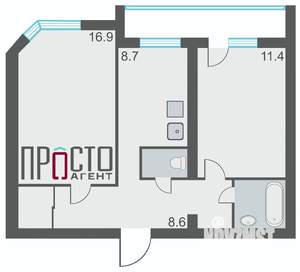 2-к квартира, на длительный срок, 52м2, 2/14 этаж