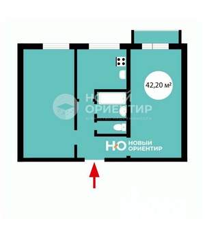 2-к квартира, на длительный срок, 42м2, 3/5 этаж