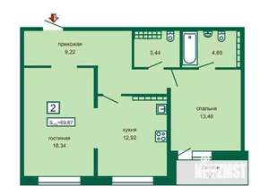 2-к квартира, на длительный срок, 67м2, 6/12 этаж