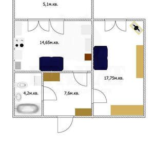 1-к квартира, на длительный срок, 44м2, 2/9 этаж