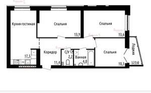 3-к квартира, на длительный срок, 72м2, 6/23 этаж