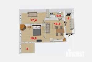 3-к квартира, на длительный срок, 71м2, 1/16 этаж