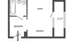 Студия квартира, на длительный срок, 19м2, 1/10 этаж