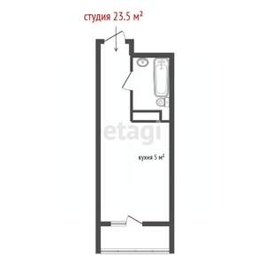 Студия квартира, на длительный срок, 24м2, 6/26 этаж