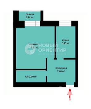 1-к квартира, на длительный срок, 36м2, 3/9 этаж