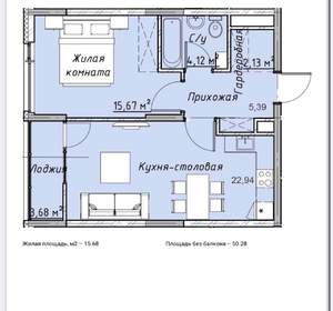 1-к квартира, на длительный срок, 52м2, 8/16 этаж