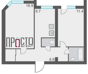 2-к квартира, на длительный срок, 52м2, 2/14 этаж