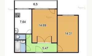 2-к квартира, на длительный срок, 48м2, 7/9 этаж