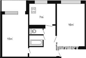 2-к квартира, на длительный срок, 45м2, 7/9 этаж