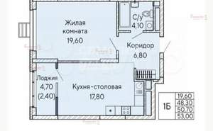 1-к квартира, на длительный срок, 49м2, 12/22 этаж