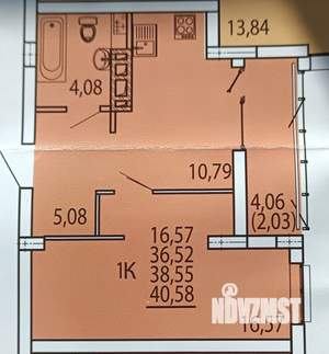 1-к квартира, на длительный срок, 39м2, 8/25 этаж