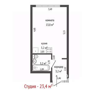 Студия квартира, на длительный срок, 23м2, 20/28 этаж