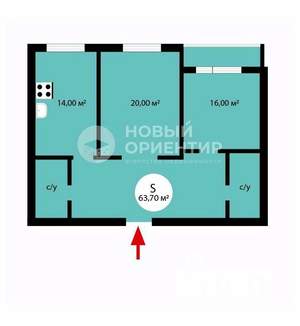 2-к квартира, на длительный срок, 64м2, 3/21 этаж