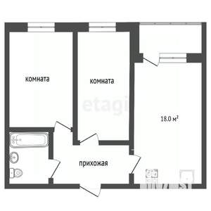 2-к квартира, на длительный срок, 63м2, 1/16 этаж