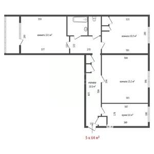 3-к квартира, на длительный срок, 64м2, 6/9 этаж