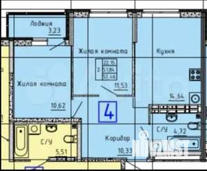 2-к квартира, на длительный срок, 54м2, 13/26 этаж