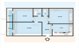 3-к квартира, на длительный срок, 60м2, 4/9 этаж