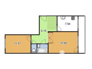 2-к квартира, на длительный срок, 47м2, 4/9 этаж