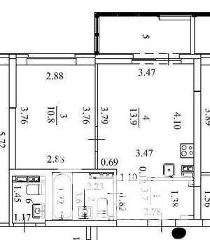 1-к квартира, на длительный срок, 34м2, 4/9 этаж