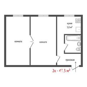 2-к квартира, на длительный срок, 43м2, 1/5 этаж