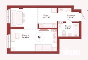 1-к квартира, на длительный срок, 38м2, 2/25 этаж