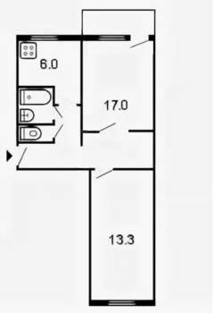 2-к квартира, на длительный срок, 44м2, 3/5 этаж