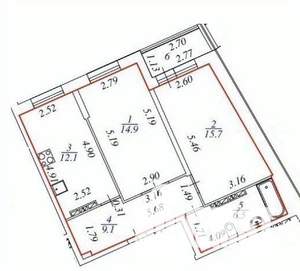2-к квартира, на длительный срок, 58м2, 6/26 этаж