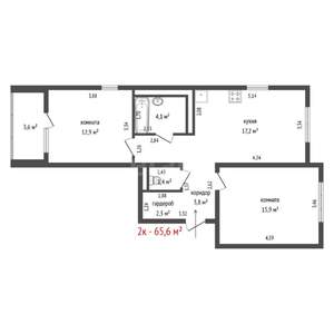 2-к квартира, на длительный срок, 66м2, 4/4 этаж