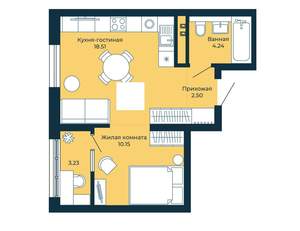 1-к квартира, на длительный срок, 36м2, 7/25 этаж
